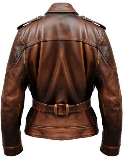 Men Military Style Vintage Leather Jacket
