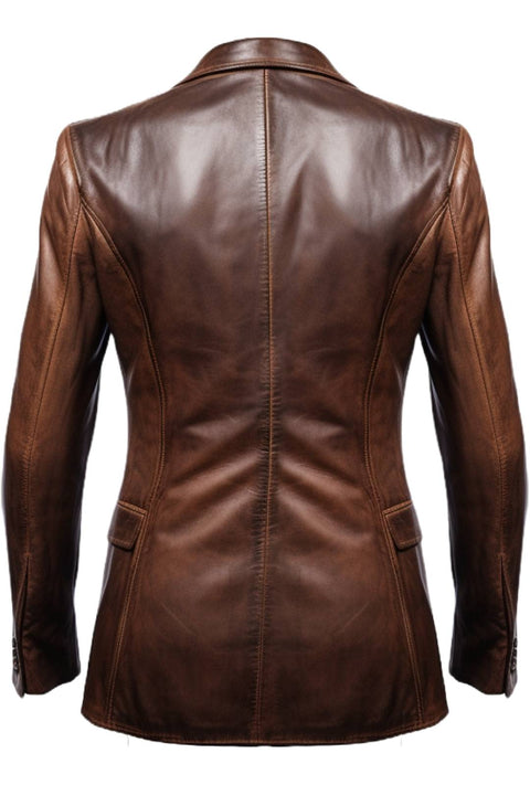 Men Stylish Distressed Brown Leather Blazer