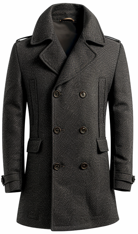 Men Stylish Blackish Grey Wool Coat