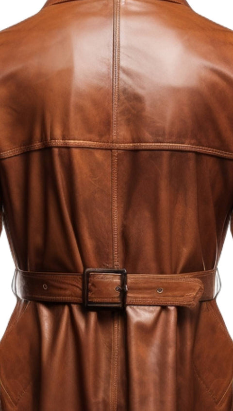 Men Vintage Brown Leather Coat- Long Leather Coat - Leatheroxide