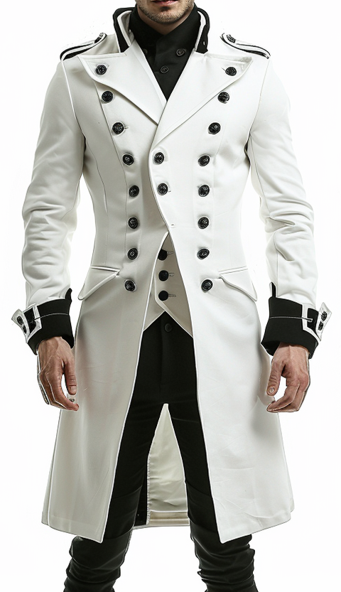 Men White Cotton Stylish Coat with Vest