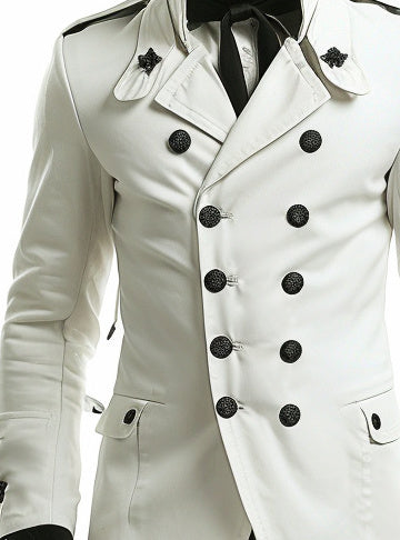 Men White Stylish Cotton Coat