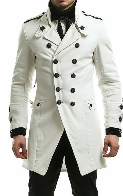 Men White Stylish Cotton Coat