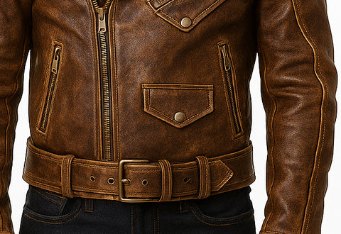 Men Vintage Brown Distressed Biker Leather Jacket