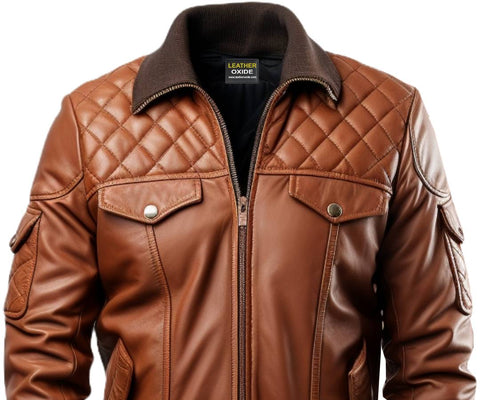 Mens Leather Bomber Jacket