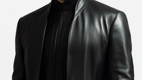 Milo Leather Black Long Coat - Men Long Coat Black
