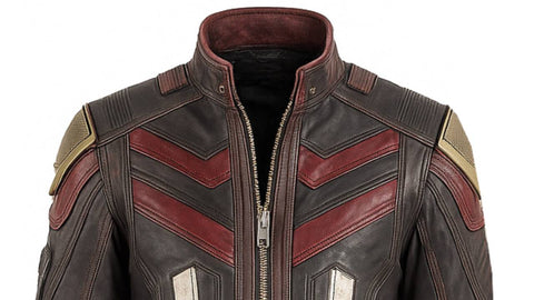 Biker Brown and Red Leather Jacket - Leather Jacket for Men Red