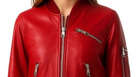Audrey Leather Red Jacket - Women Leather Jacket Red