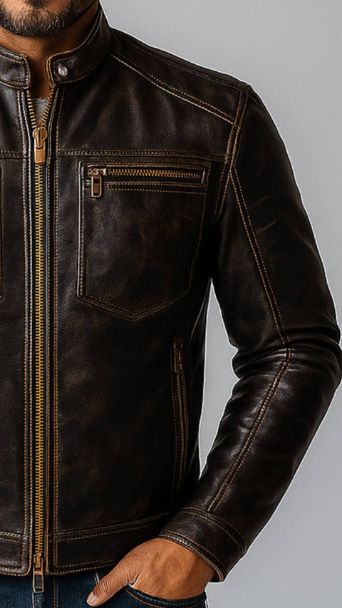 Noah Brown Leather Jacket - Leather Jacket for Men Brown
