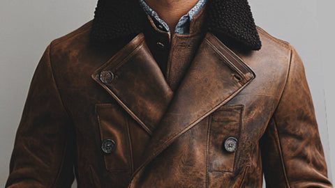 Oakley Leather Brown Long Coat - Men Long Coat Brown