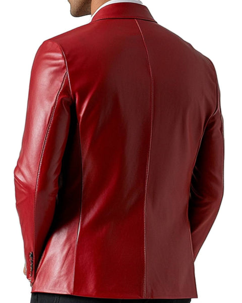 Oakley Red Leather Blazer - Leather Blazer for Men Red