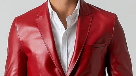 Oakley Red Leather Blazer - Leather Blazer for Men Red