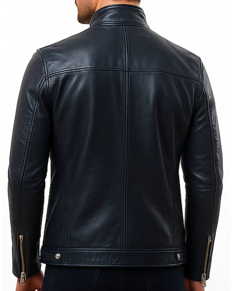 Reggie Black Leather Jacket - Men Leather Jacket Black