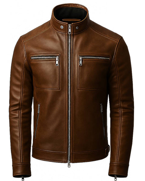 Reggie Brown Leather Jacket - Leather Jacket for Men Brown