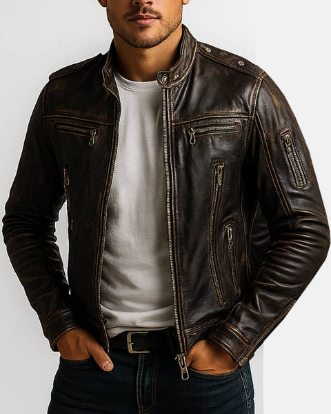 Reuben Brown Leather Jacket - Leather Jacket for Men Brown