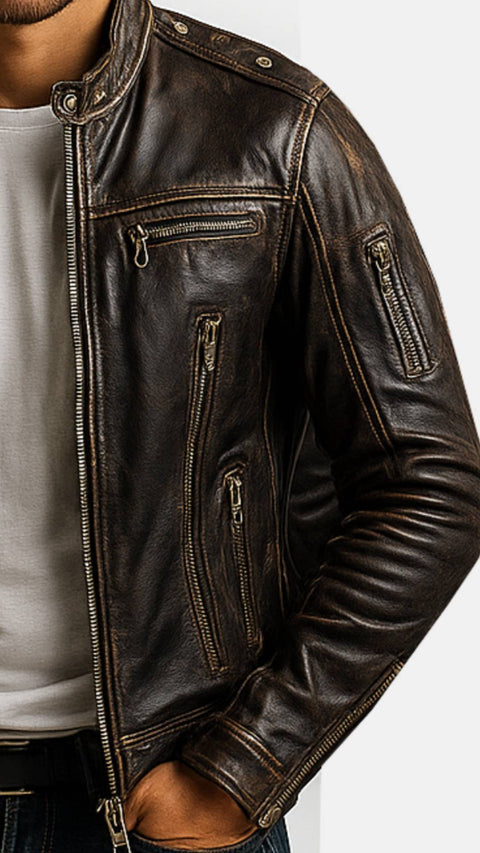 Reuben Brown Leather Jacket - Leather Jacket for Men Brown
