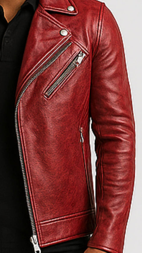 Reuben Red Leather Jacket - Leather Jacket for Men Red