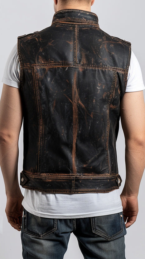 Rocco Men Distressed Leather Vest