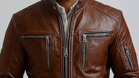 Roman Brown Leather Jacket - Leather Jacket for Men Brown