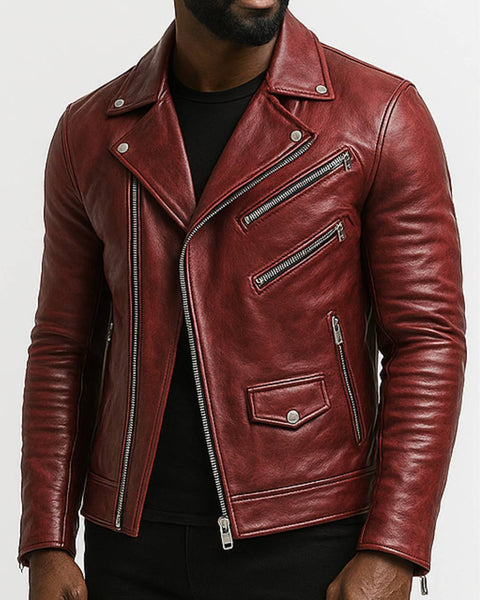 Roman Red Leather Jacket - Leather Jacket for Men Red