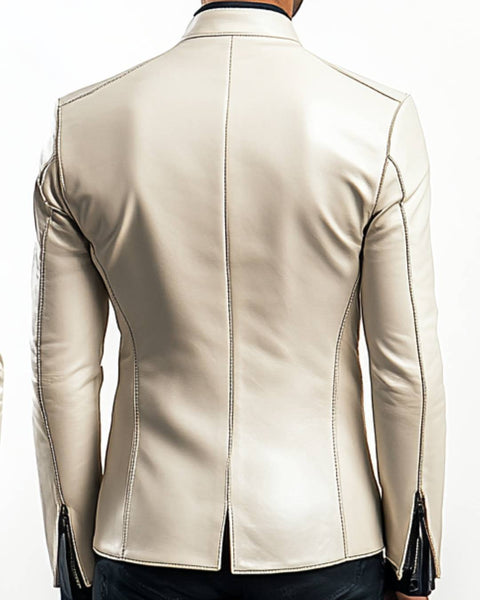 Sonny white Leather Jacket - Men Leather Jacket white