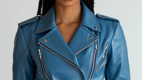 Sophie Leather Blue Jacket - Women Leather Jacket Blue
