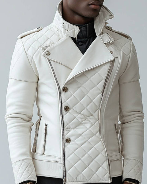 Teddy White Leather Jacket - Leather Jacket for Men White