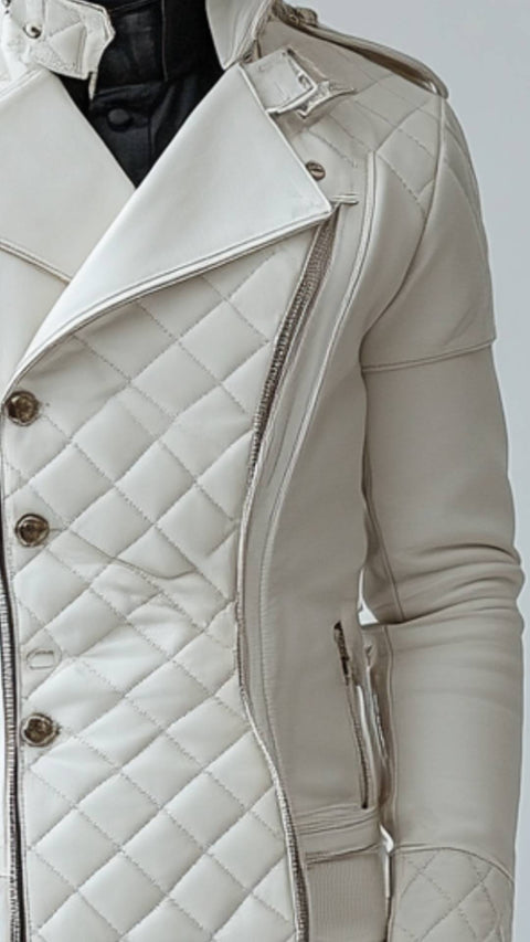 Teddy White Leather Jacket - Leather Jacket for Men White