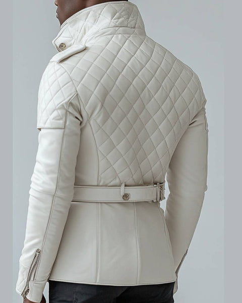Teddy White Leather Jacket - Leather Jacket for Men White