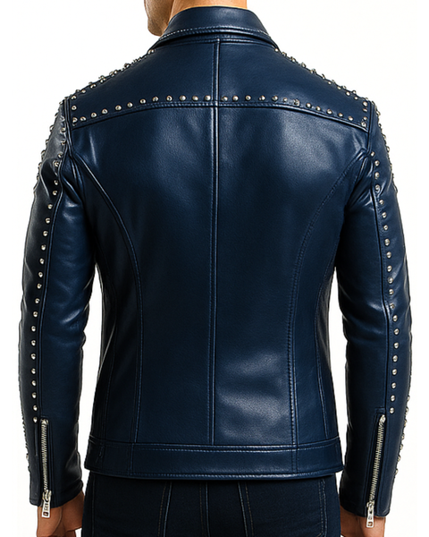 Theodore Blue Leather Jacket - Men Leather Jacket Blue