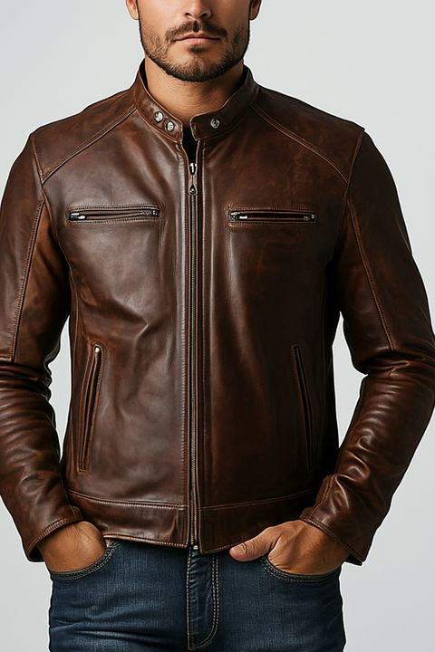 Theodore Brown Leather Jacket - Leather Jacket for Men Brown