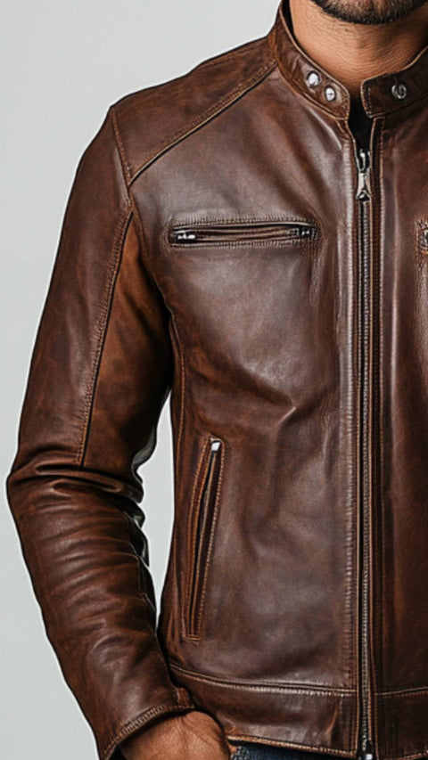 Theodore Brown Leather Jacket - Leather Jacket for Men Brown
