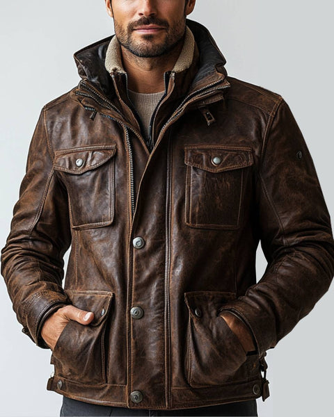 Thomas Brown Leather Jacket - Leather Jacket for Men Brown