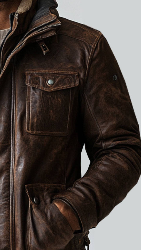 Thomas Brown Leather Jacket - Leather Jacket for Men Brown