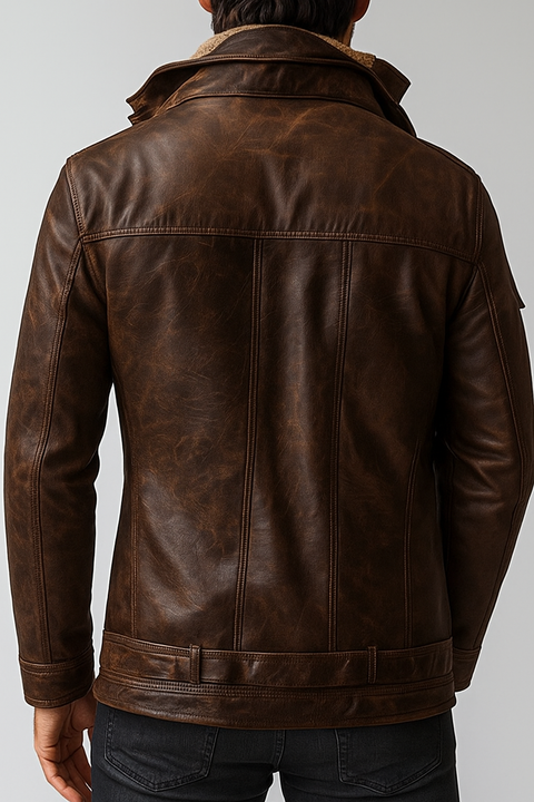 Thomas Brown Leather Jacket - Leather Jacket for Men Brown