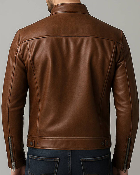 Thomas Leather Brown Jacket - Men Leather Jacket Brown