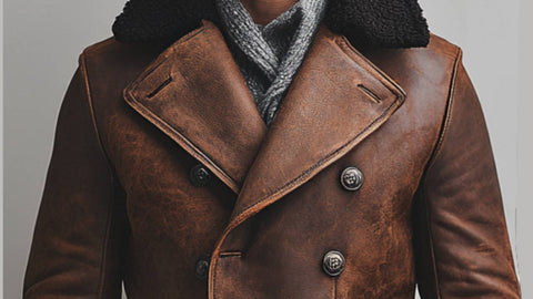 Tommy Leather Brown Long Coat - Men Long Coat Brown