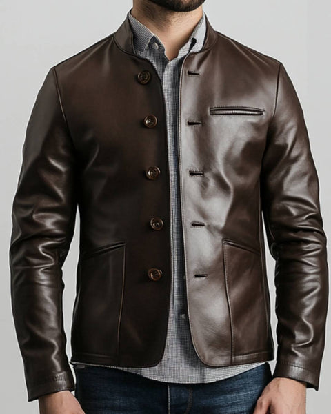 Evelyn Leather Brown Jacket - Men Leather Jacket Brown
