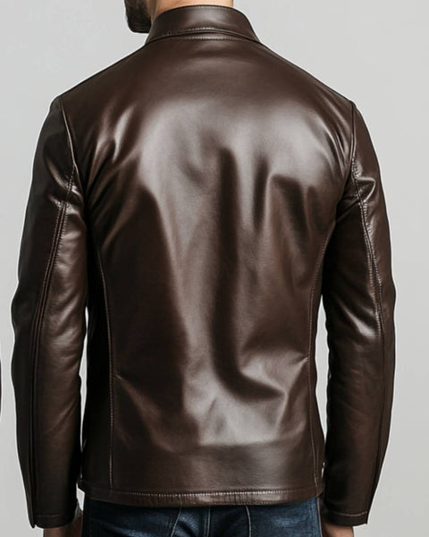 Evelyn Leather Brown Jacket - Men Leather Jacket Brown