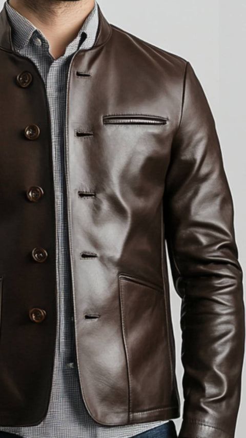 Evelyn Leather Brown Jacket - Men Leather Jacket Brown