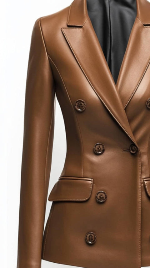 Amelia Leather Brown Jacket - Women Leather Jacket Brown