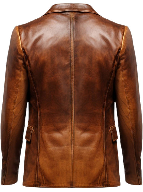 Vintage Brown Leather Blazer For Men - Men Leather Blazer - Leatheroxide