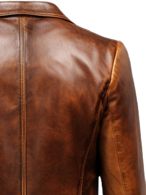 Vintage Brown Leather Blazer For Men - Men Leather Blazer - Leatheroxide