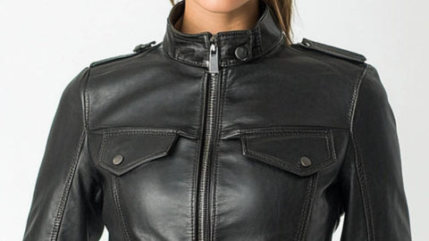 Daisy Leather Black Jacket - Women Leather Jacket Black