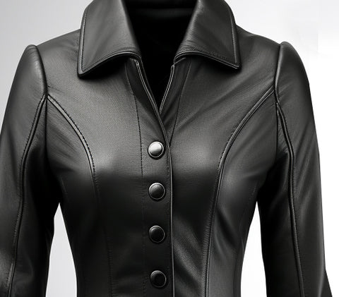 Women Apex Black Leather Peplum Blazer