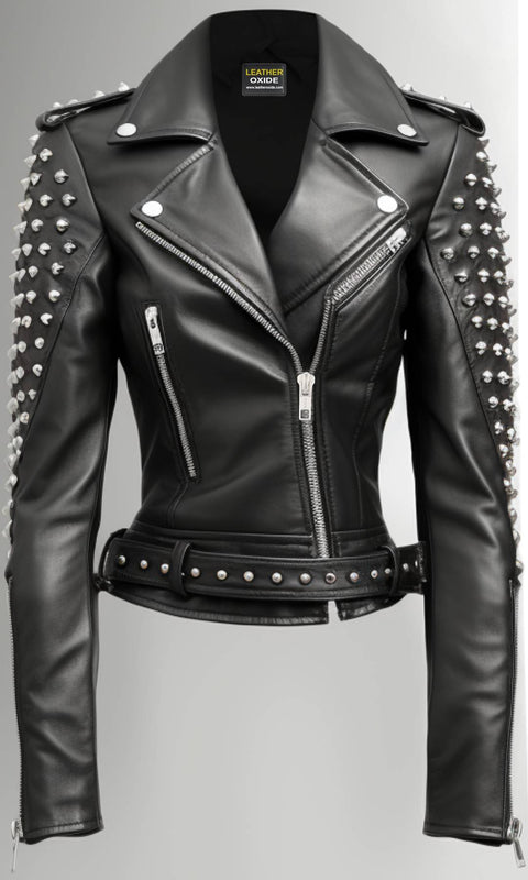Anastasia Black Biker Women Leather Jacket