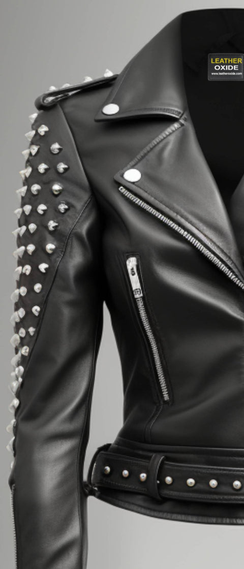 Anastasia Black Biker Women Leather Jacket