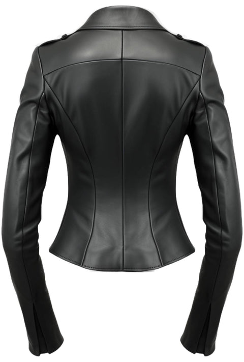 Women Black Asymmetrical Designer Leather Jacket