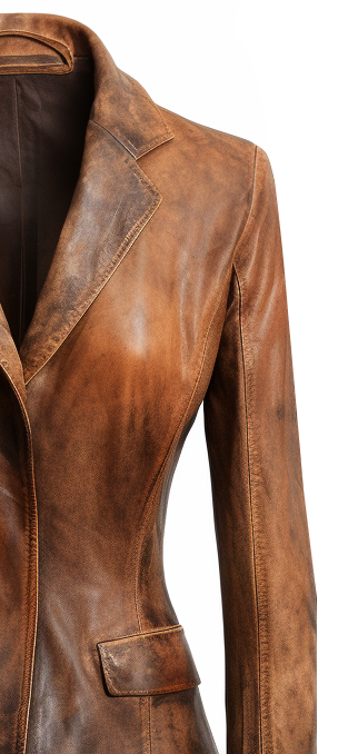 Women Designer Brown Waxed Leather Blazer