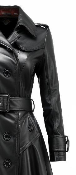 Women Luna Black Long Leather Coat